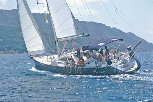 Segeln auf Korfu auf der Segelyacht Felicita. Eine Sun Odysses 54DS