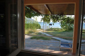 Blick auf das Meer vom Schlafzimmer im Ferienhaus Eleni